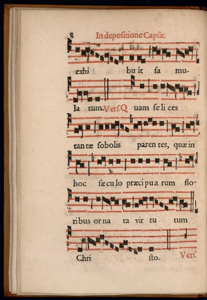 An illustration from Ordo officii divini in solemnitate S. Genovefae. Quando sacrae ejus reliquiae in processione generali deferuntur., 1652, leaf 17