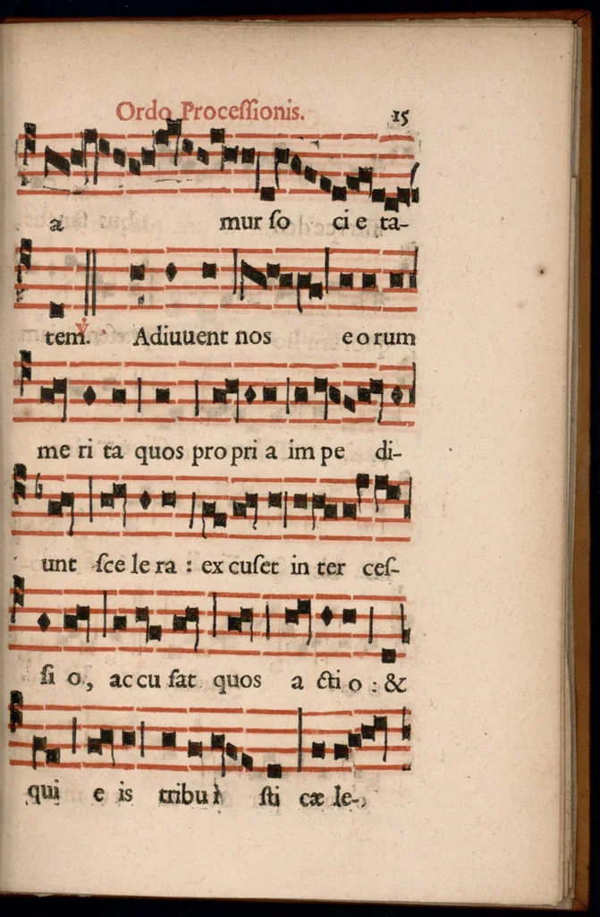 An illustration from Ordo officii divini in solemnitate S. Genovefae. Quando sacrae ejus reliquiae in processione generali deferuntur., 1652, leaf 24