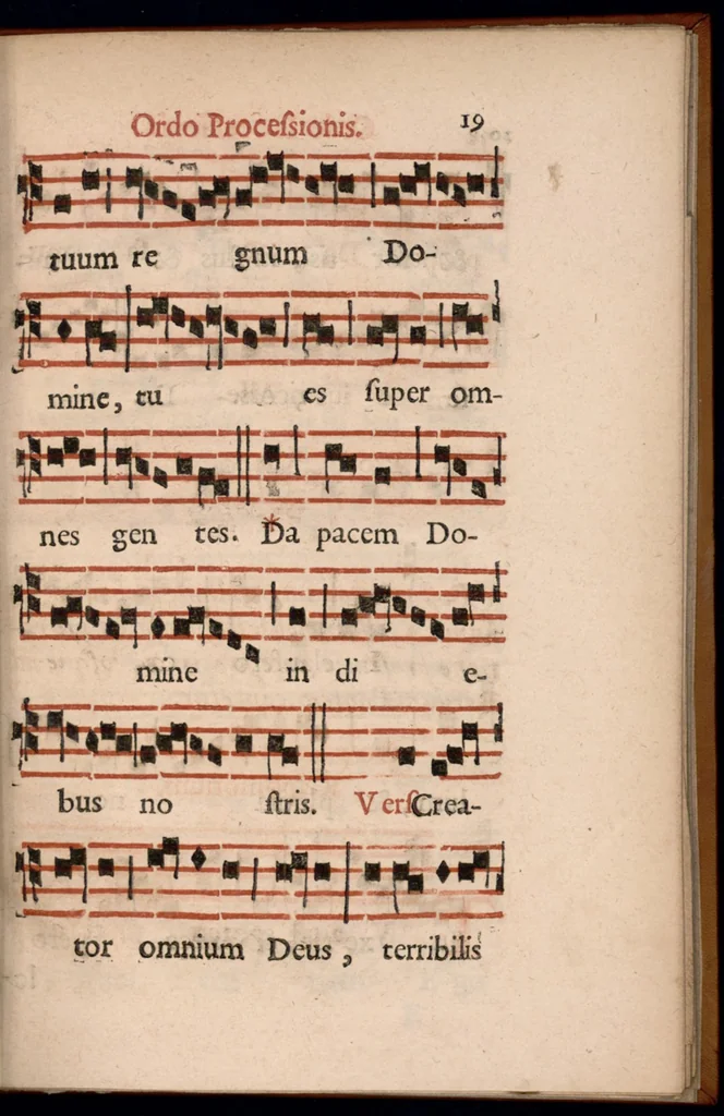 An illustration from Ordo officii divini in solemnitate S. Genovefae. Quando sacrae ejus reliquiae in processione generali deferuntur., 1652, leaf 28