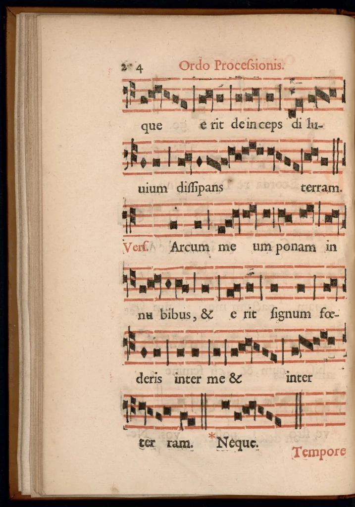 An illustration from Ordo officii divini in solemnitate S. Genovefae. Quando sacrae ejus reliquiae in processione generali deferuntur., 1652, leaf 33