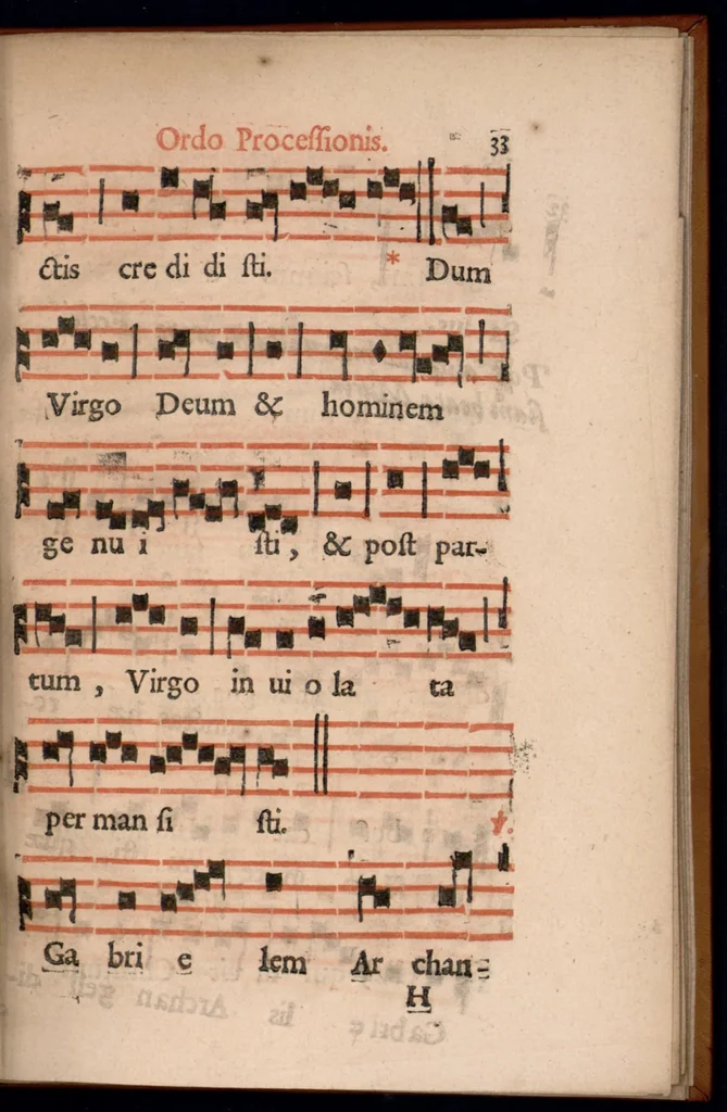 An illustration from Ordo officii divini in solemnitate S. Genovefae. Quando sacrae ejus reliquiae in processione generali deferuntur., 1652, leaf 42