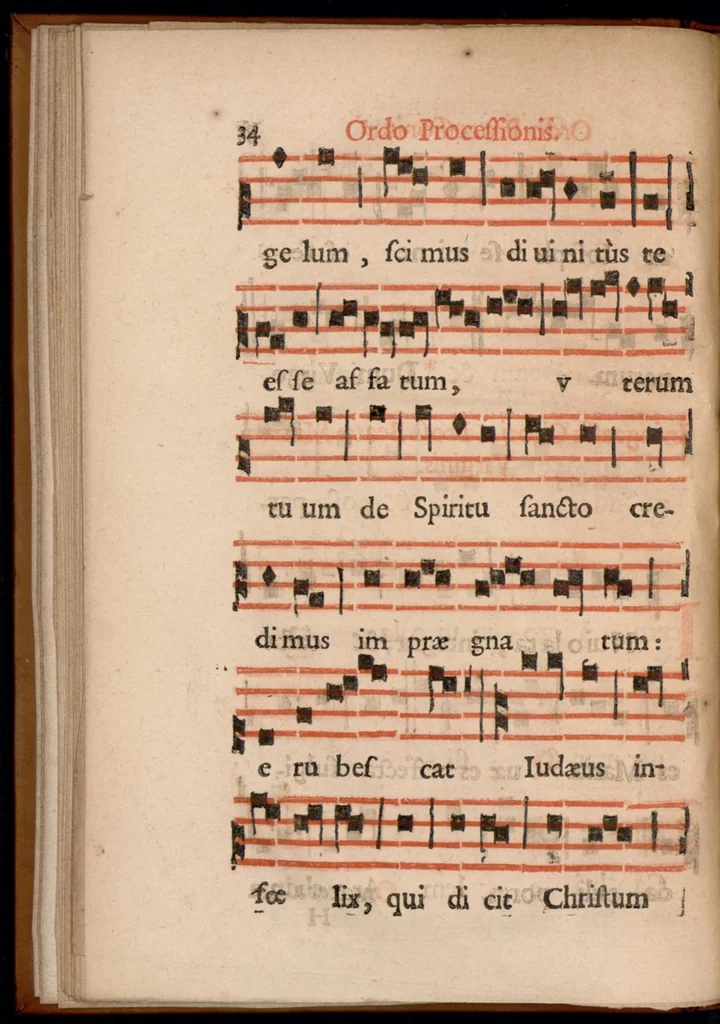 An illustration from Ordo officii divini in solemnitate S. Genovefae. Quando sacrae ejus reliquiae in processione generali deferuntur., 1652, leaf 43