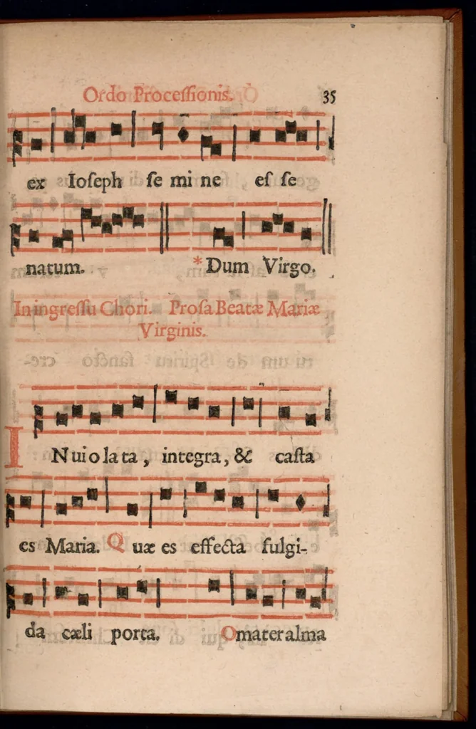 An illustration from Ordo officii divini in solemnitate S. Genovefae. Quando sacrae ejus reliquiae in processione generali deferuntur., 1652, leaf 44