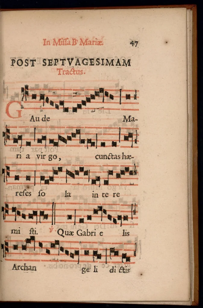 An illustration from Ordo officii divini in solemnitate S. Genovefae. Quando sacrae ejus reliquiae in processione generali deferuntur., 1652, leaf 56