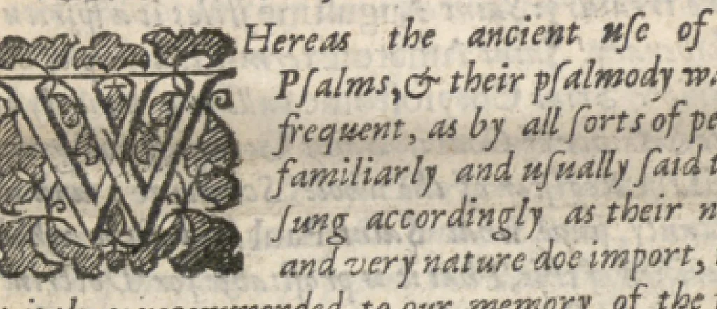 An illustration from The Psalmes of David in 4 languages and in 4 parts set to ye tunes of our Church by W. S., 1643, leaf 14