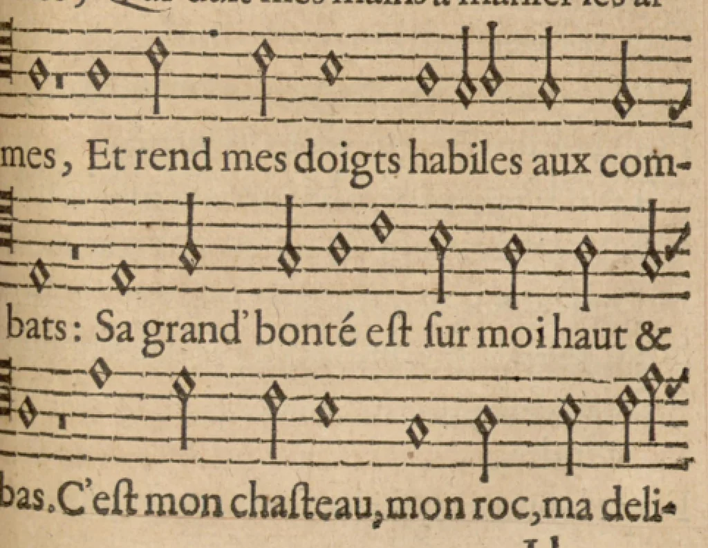 An illustration from Les Pseaumes de David mis en rime françoise par Clement Marot et Theodore de Beze., 1630, leaf 566