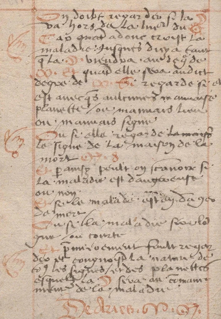 An illustration from « Table d'astrologie et almanach a jamais, pour trouver tous les jours quelz signes regnent, la lettre dominicale, le nombre d'or, la Septuagesime, Pasques, les qualitez des signes, pour trouver les jours esleuz pour prendre medecine et seignées »., 1572, leaf 35