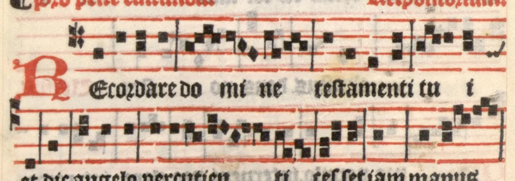 An illustration from Processionale recens emendatum, juxta ritum insignis ecclesie et diocesis Parisiensis. Quod quidem complectitur et continet ea que in processionibus per totum anni curriculum sunt cantanda., 1556, leaf 229