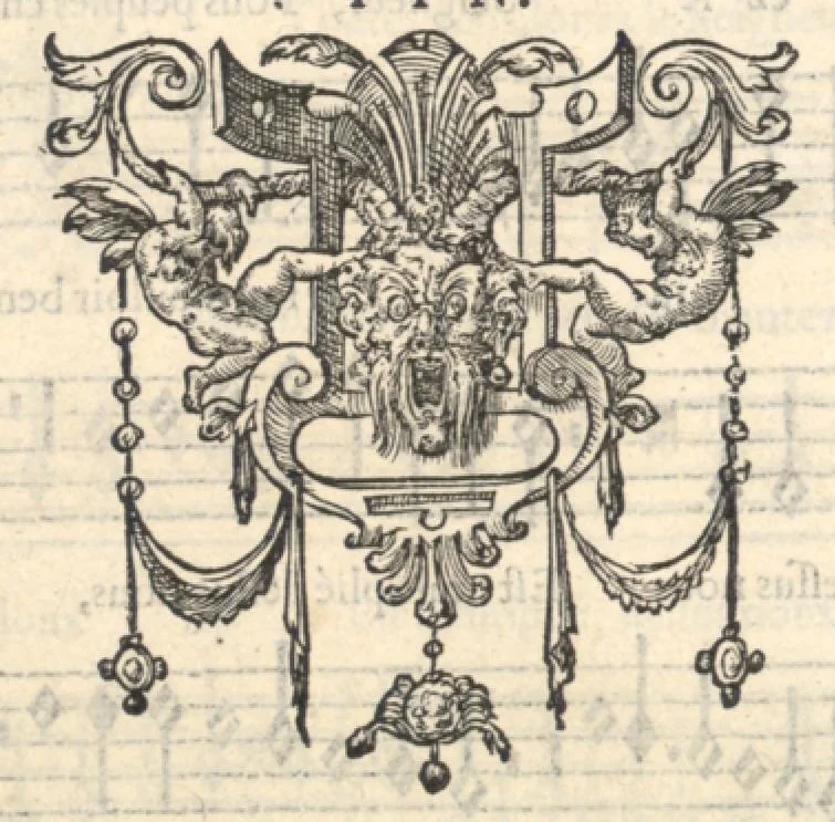 An illustration from Superius. Sizieme livre de pseaumes de David. Mis en musique a quatre parties en forme de motetz. Par Claude Goudimel., 1565, leaf 57
