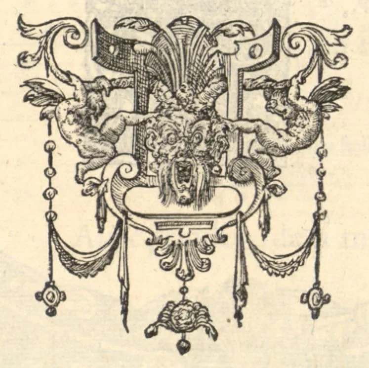 An illustration from Bassus. Sizieme livre de pseaumes de David. Mis en musique a quatre parties en forme de motetz. Par Claude Goudimel., 1565, leaf 48
