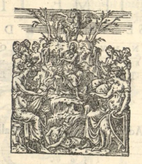 An illustration from Superius. Septieme livre de pseaumes de David. Mis en musique a quatre parties en forme de motetz. Par Claude Goudimel, 1566, leaf 11