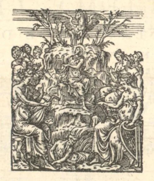An illustration from Contratenor. Septieme livre de pseaumes de David. Mis en musique a quatre parties en forme de motetz. Par Claude Goudimel, 1566, leaf 11