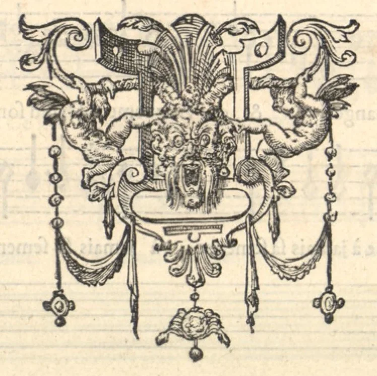 An illustration from Contratenor. Septieme livre de pseaumes de David. Mis en musique a quatre parties en forme de motetz. Par Claude Goudimel, 1566, leaf 61