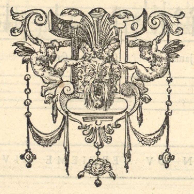 An illustration from Bassus. Septieme livre de pseaumes de David. Mis en musique a quatre parties en forme de motetz. Par Claude Goudimel, 1566, leaf 53
