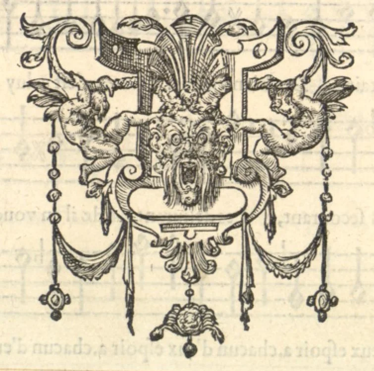 An illustration from Superius. Huitieme livre de pseaumes de David mis en musique a quatre parties en forme de motetz par Claude Goudimel., 1566, leaf 61