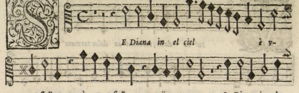An illustration from Livre de melanges de C. le Jeune. Tenor, 1585, leaf 109