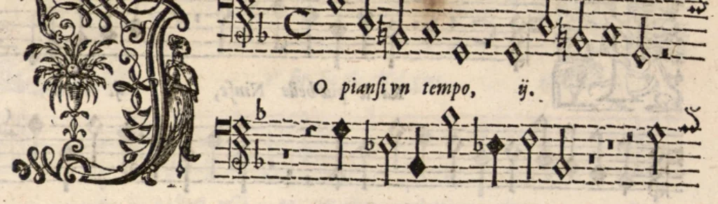 An illustration from Livre de melanges de C. le Jeune. Bassus., 1585, leaf 100