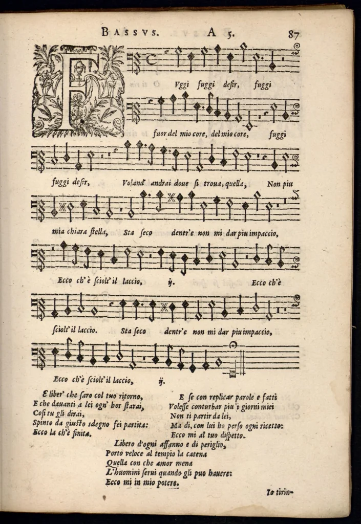 An illustration from Livre de melanges de C. le Jeune. Bassus., 1585, leaf 104
