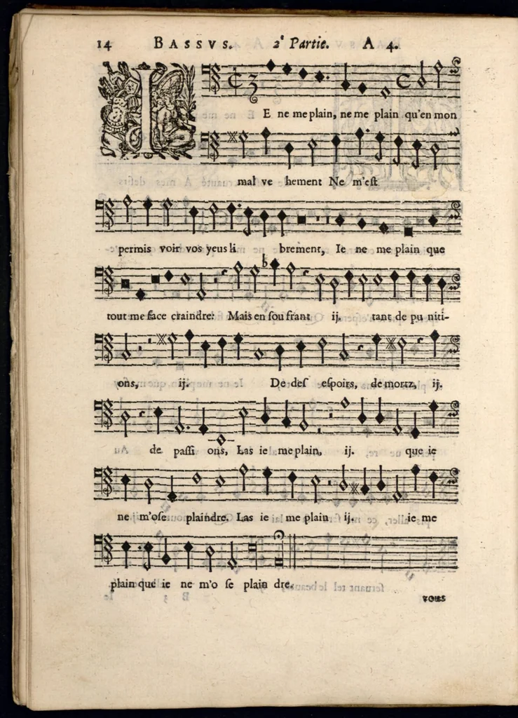 An illustration from Livre de melanges de C. le Jeune. Bassus., 1585, leaf 31