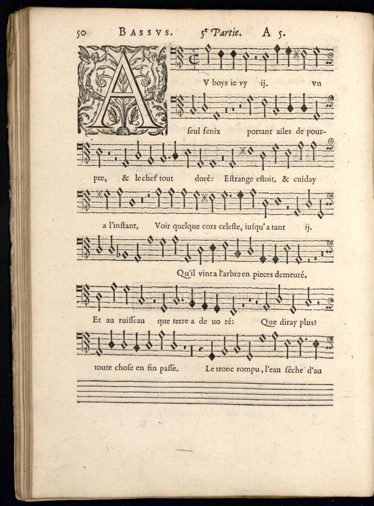 An illustration from Livre de melanges de C. le Jeune. Bassus., 1585, leaf 67