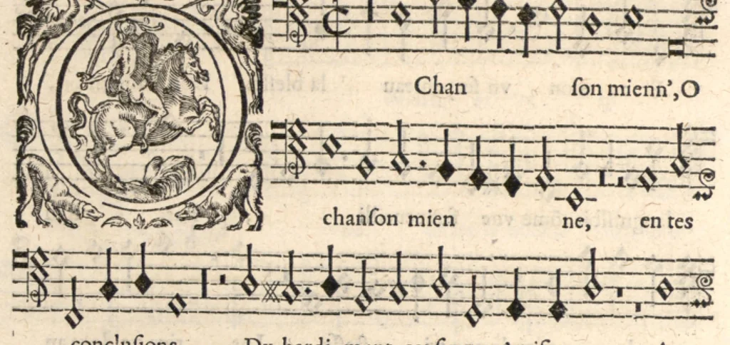 An illustration from Livre de melanges de C. le Jeune. Bassus., 1585, leaf 71