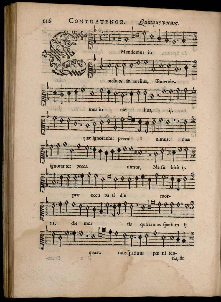 An illustration from Livre de melanges de C. le Jeune. Contratenor., 1585, leaf 133