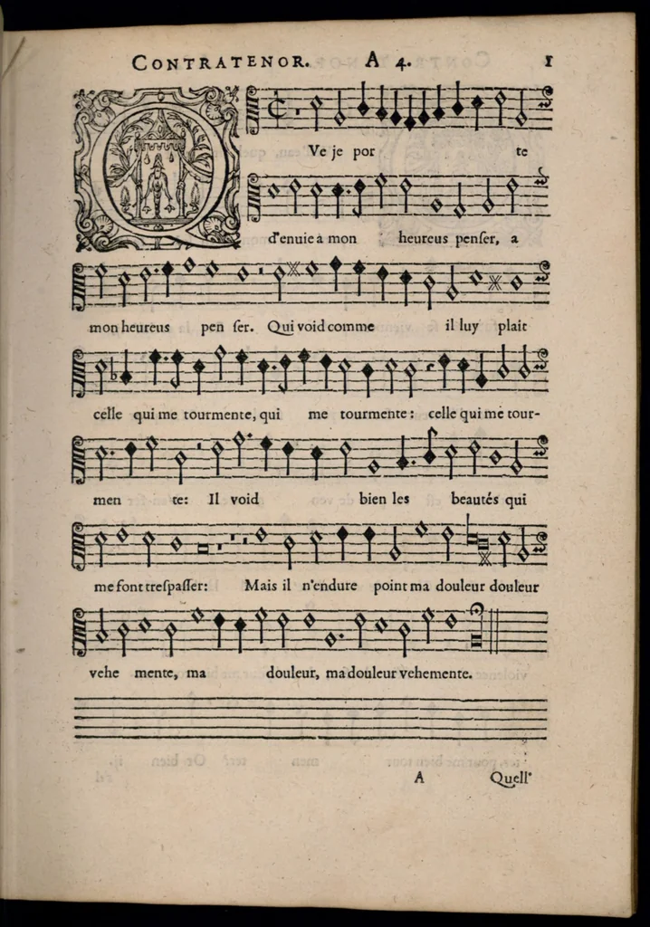 An illustration from Livre de melanges de C. le Jeune. Contratenor., 1585, leaf 18