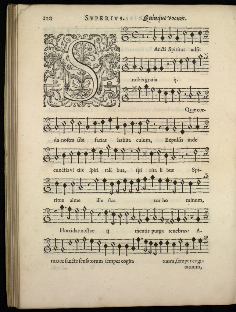 An illustration from Livre de melanges de C. le Jeune. Superius., 1585, leaf 127