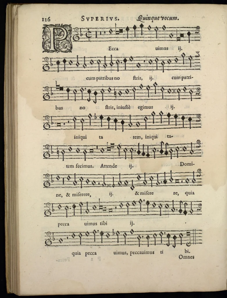 An illustration from Livre de melanges de C. le Jeune. Superius., 1585, leaf 133