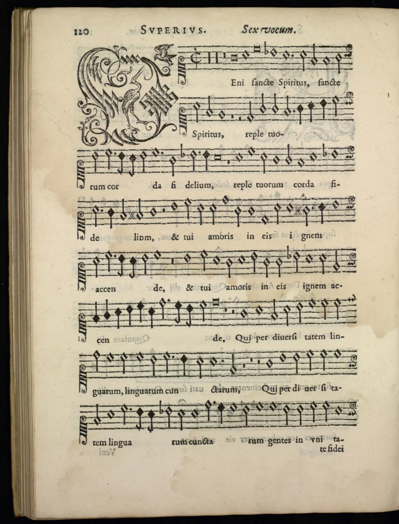 An illustration from Livre de melanges de C. le Jeune. Superius., 1585, leaf 137