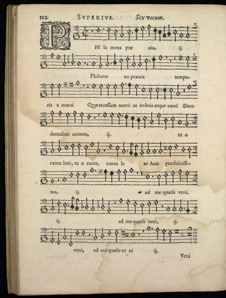 An illustration from Livre de melanges de C. le Jeune. Superius., 1585, leaf 139