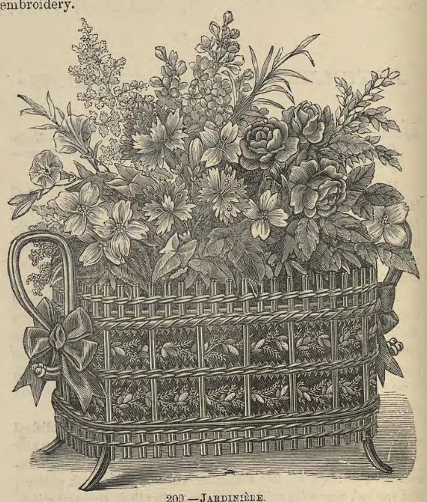 An illustration from Beeton's book of needlework : consisting of Ladies' lace book, Crochet patterns, Ornamental needlework, Macrame lace, Children's fancy book, Church embroidery, Drawn linen work, 1800, leaf 193