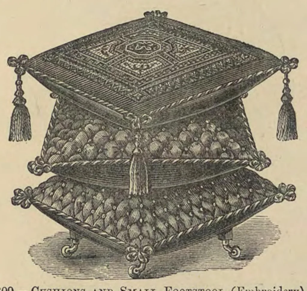 An illustration from Beeton's book of needlework : consisting of Ladies' lace book, Crochet patterns, Ornamental needlework, Macrame lace, Children's fancy book, Church embroidery, Drawn linen work, 1800, leaf 268