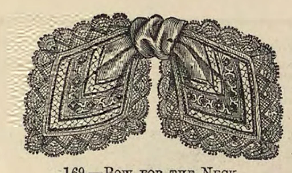 An illustration from Beeton's book of needlework : consisting of Ladies' lace book, Crochet patterns, Ornamental needlework, Macrame lace, Children's fancy book, Church embroidery, Drawn linen work, 1800, leaf 78