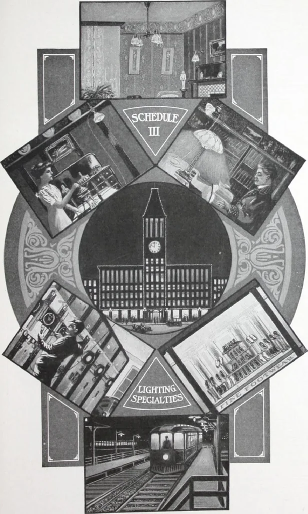 An illustration from Benjamin Electric Mfg. Co., manufacturers, wireless clusters and lighting specialties., 1912, leaf 46