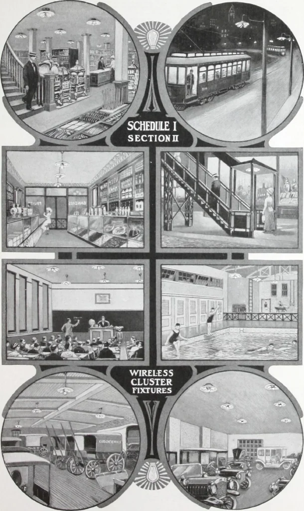 An illustration from Benjamin Electric Mfg. Co., manufacturers, wireless clusters and lighting specialties., 1912, leaf 14