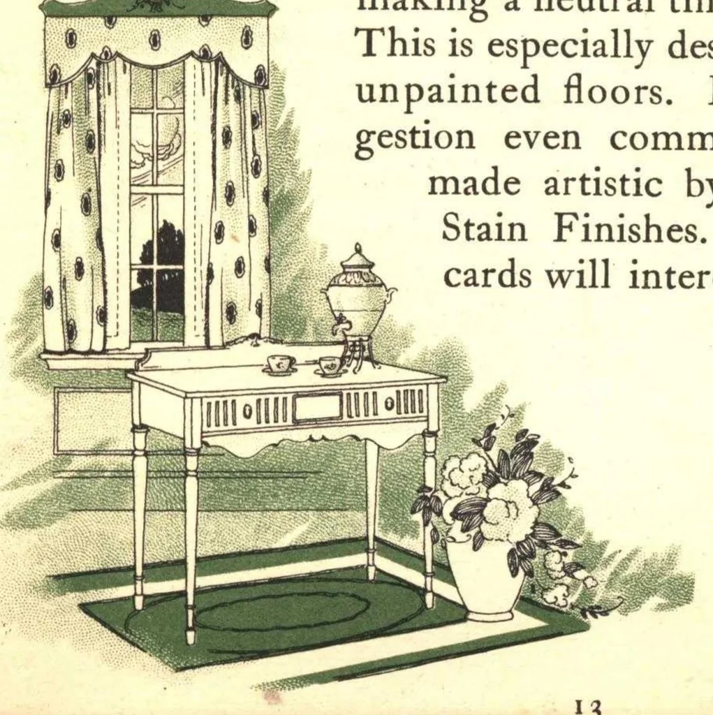 An illustration from Beautiful homes: hints on wood finishing and interior decorating., 1919, leaf 14