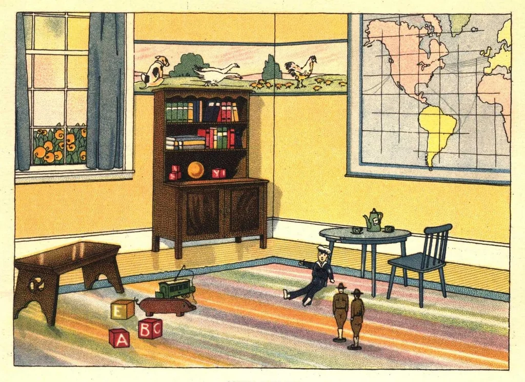 An illustration from Beautiful homes: hints on wood finishing and interior decorating., 1919, leaf 23