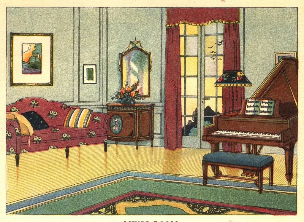An illustration from Beautiful homes: hints on wood finishing and interior decorating., 1919, leaf 9