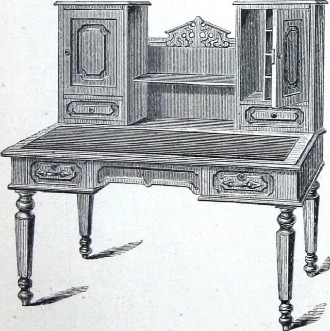 An illustration from Boult's carving, paneling, moulding and dovetailing machine for shaping, edge moulding, surface moulding, moulding scroll or fret work, paneling, dovetailing, etc, 1880, leaf 6