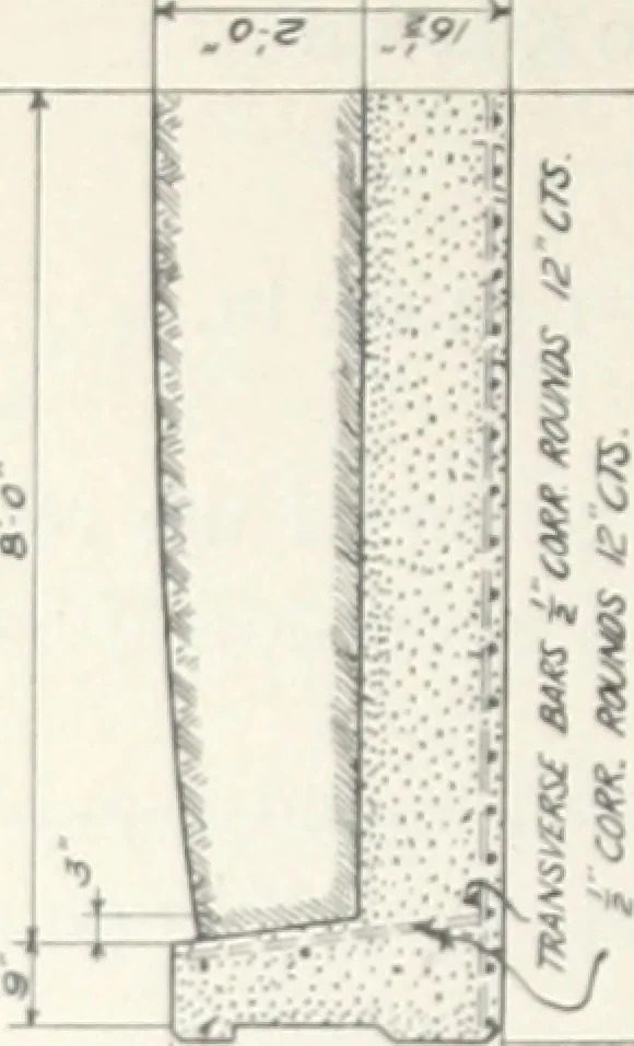 An illustration from Bridges and culverts for highway traffic, flat slab and girder type ..., 1908, leaf 15