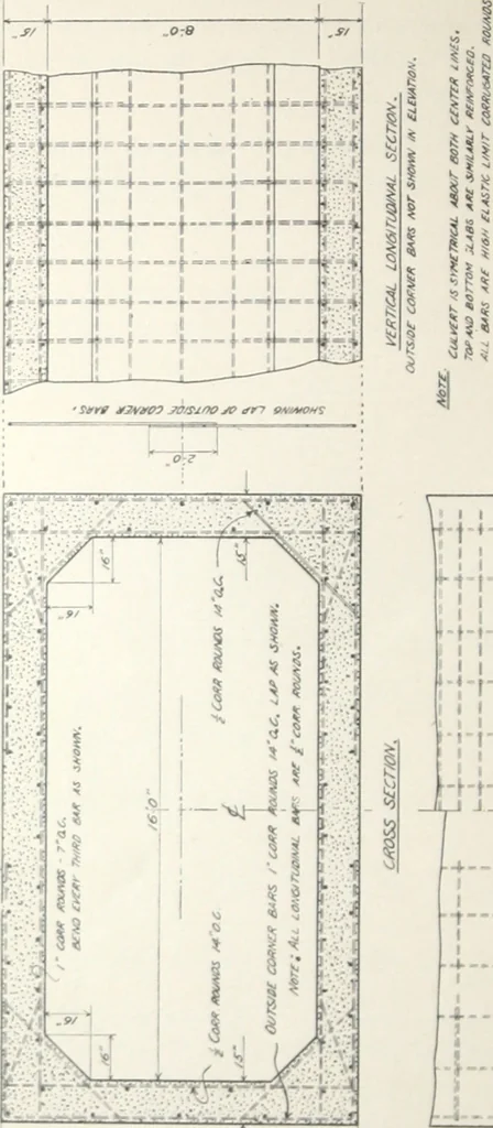 An illustration from Bridges and culverts for highway traffic, flat slab and girder type ..., 1908, leaf 19