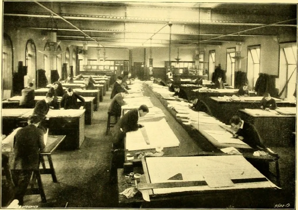 An illustration from Bridges, structural steel work, and mechanical engineering productions, 1909, leaf 58