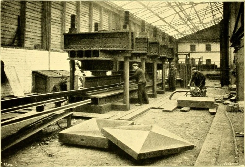 An illustration from Bridges, structural steel work, and mechanical engineering productions, 1909, leaf 68