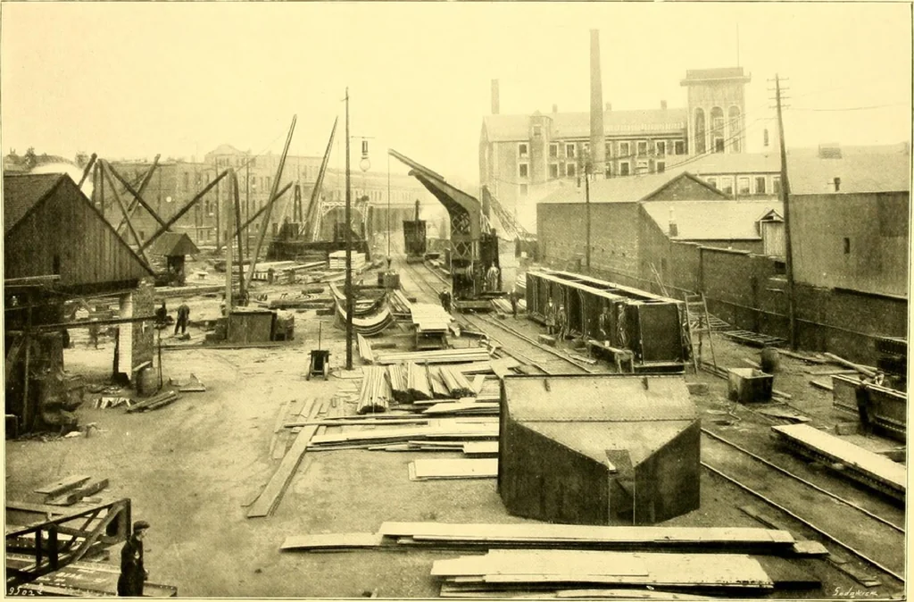 An illustration from Bridges, structural steel work, and mechanical engineering productions, 1909, leaf 78