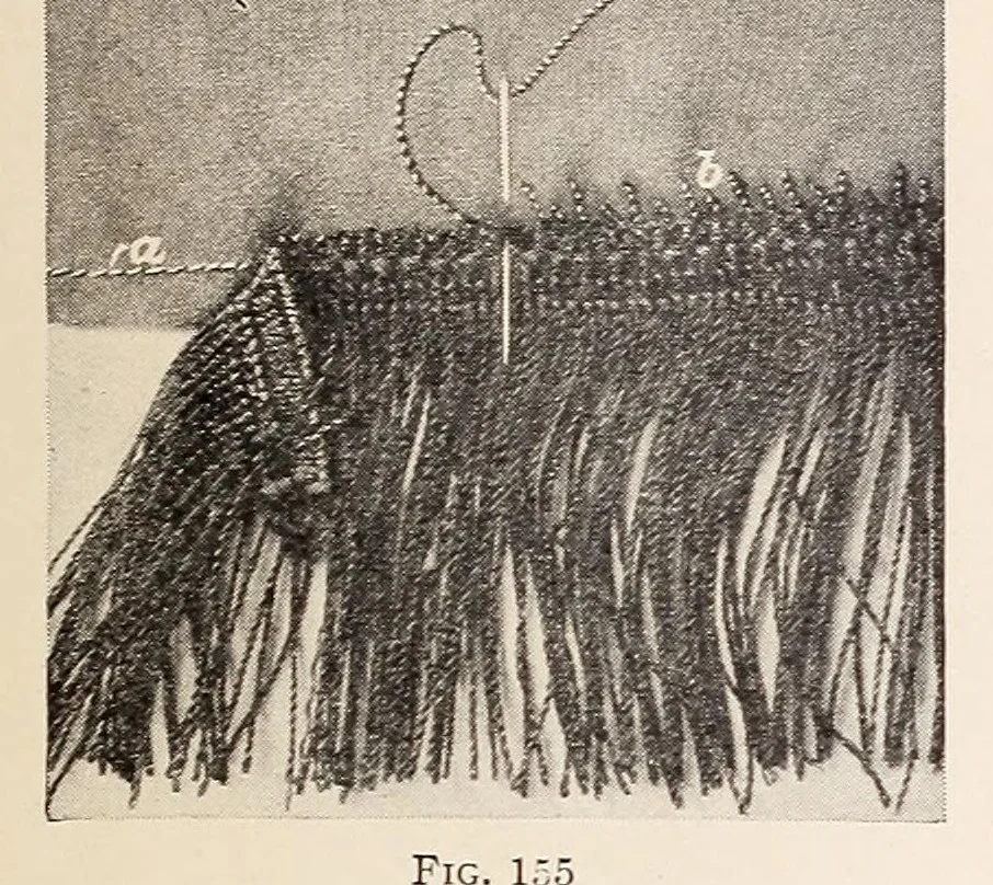 An illustration from Ribbon and fabric trimmings : a variety of appropriate dress trimmings that can be made from ribbon and fabric, with directions for their making, 1925, leaf 51