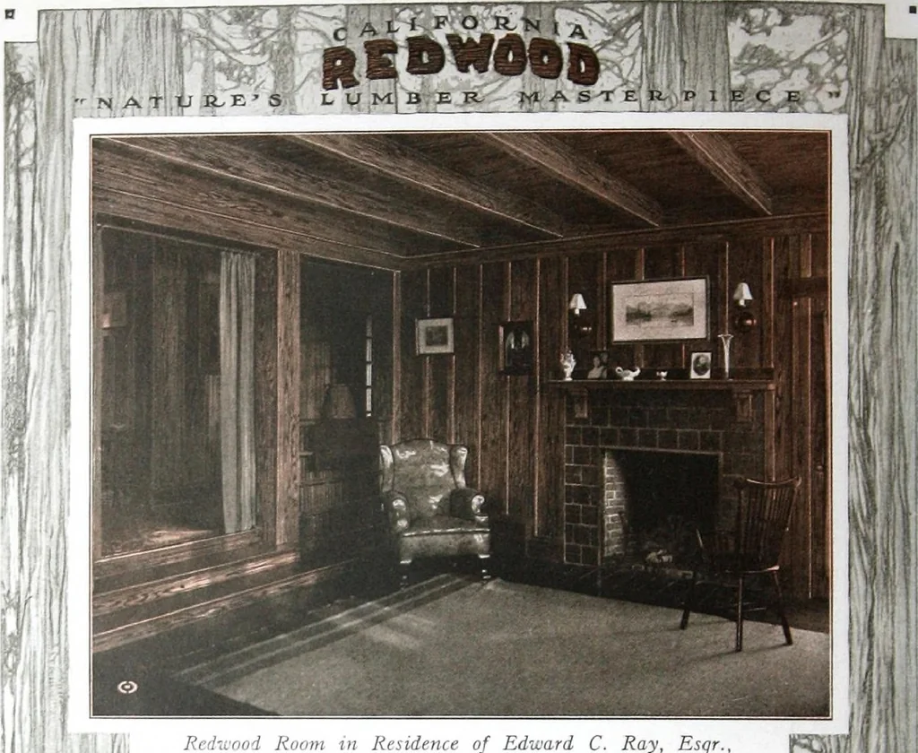 An illustration from California Redwood "nature's lumber masterpiece", 1916, leaf 17