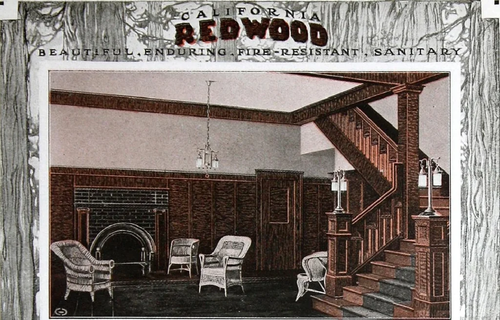 An illustration from California Redwood "nature's lumber masterpiece", 1916, leaf 28