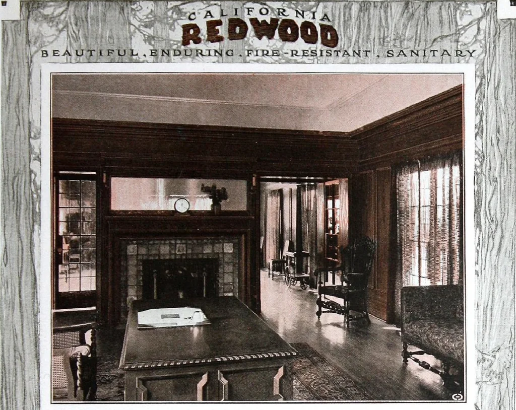 An illustration from California Redwood "nature's lumber masterpiece", 1916, leaf 48