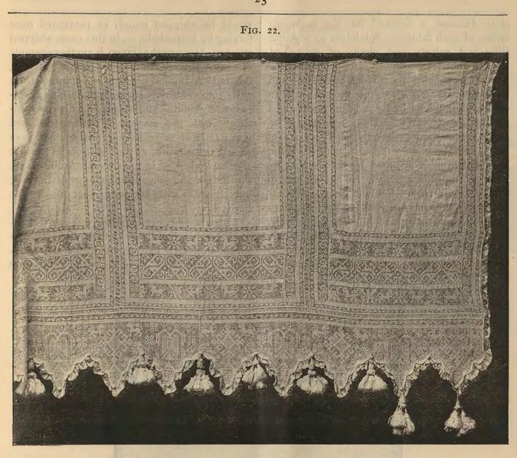 An illustration from Cantor Lectures on the Art of Lace-Making, 1881, leaf 108
